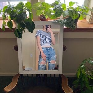 blue and white striped tee